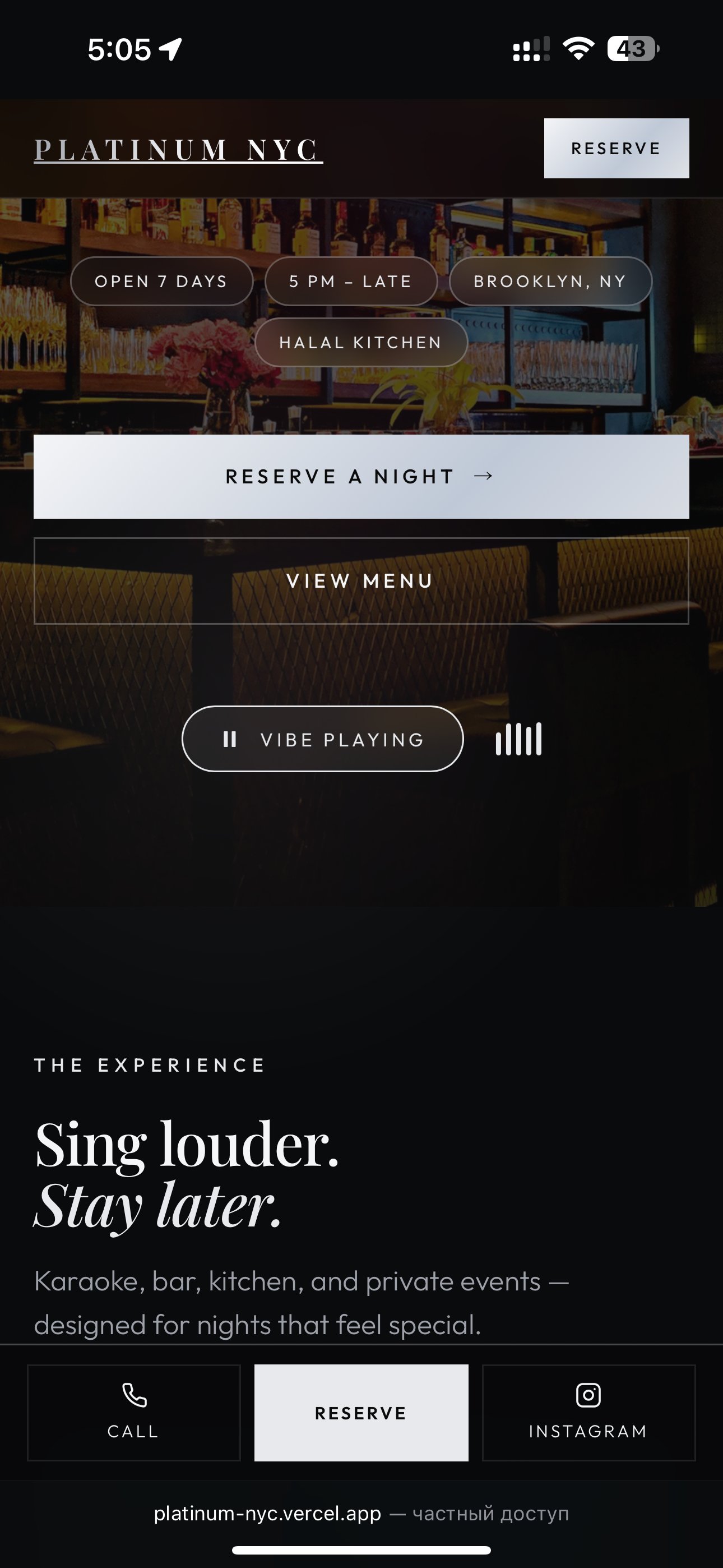 Music button on mobile
