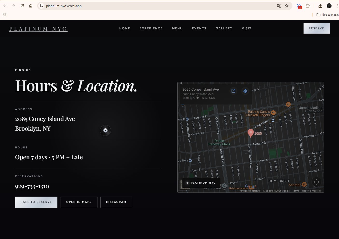 Map on desktop